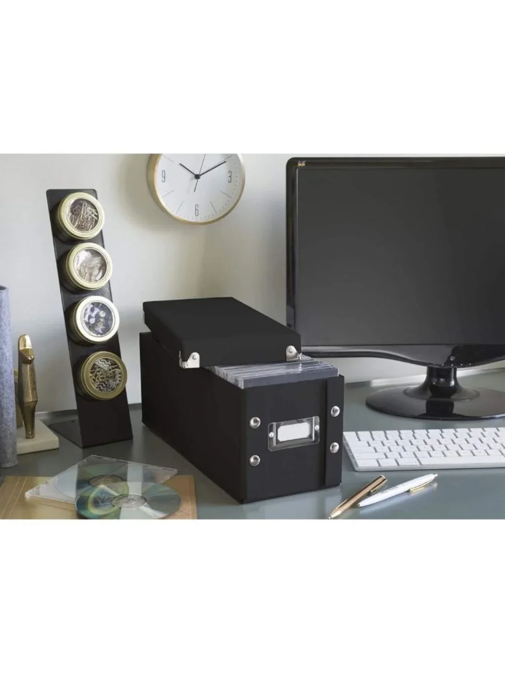 Durable CD Storage Boxes - 2 Pack, Lidded Disc Holders for 52 CDs, Black